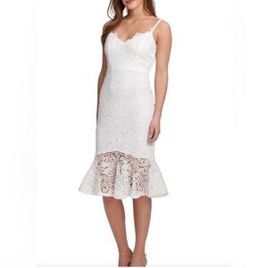 Guess White Lace Midi Dress